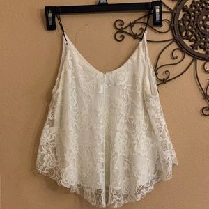 White Lacey Crop Top layered